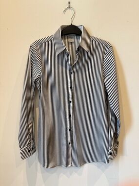 Tristan Women’s Black and White Vertical Stripe Shirt